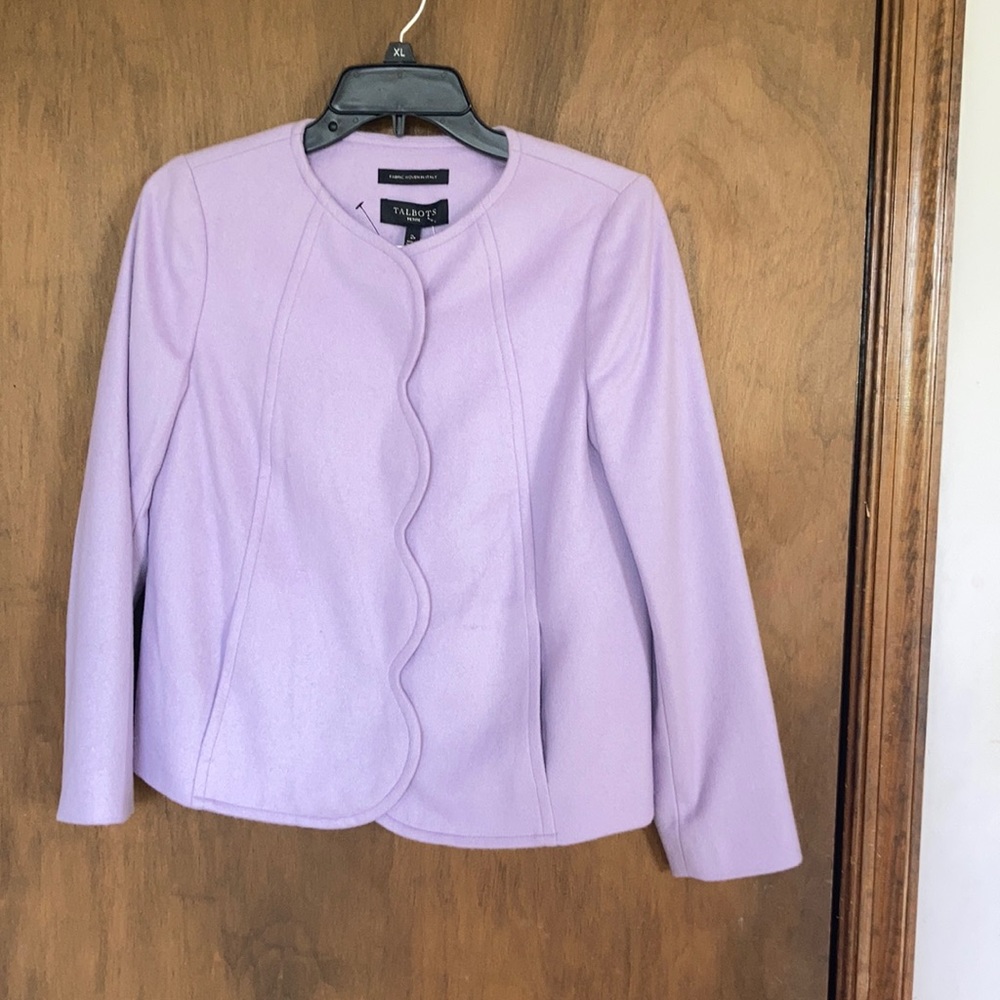Talbots scalloped edge lined jacket 80% wool fabric made in Italy 2P - Picture 4 of 17